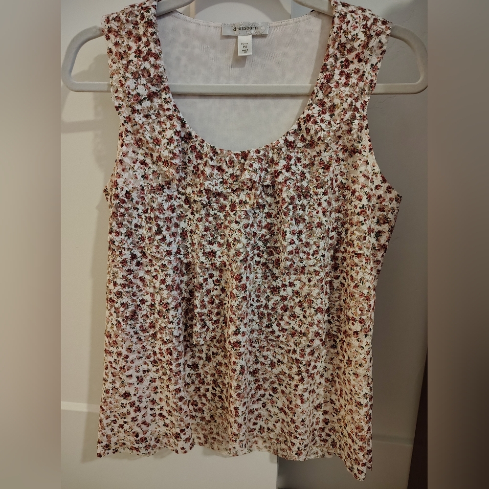 Dressbarn Red and White Floral Blouse